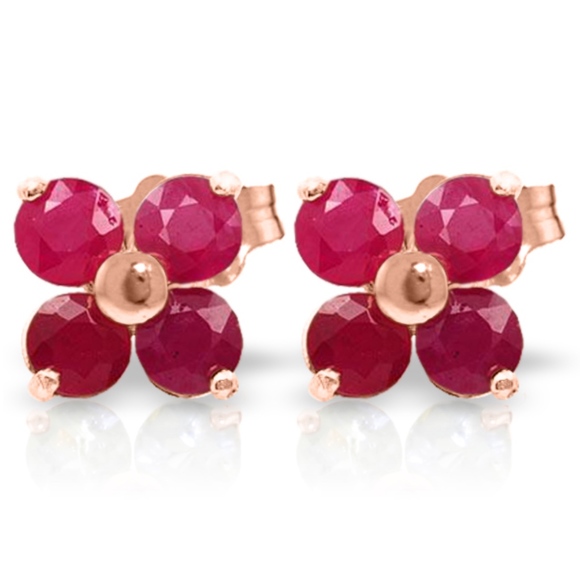 Galaxy Gold Products Jewelry - 14K. SOLID GOLD STUD EARRINGS WITH NATURAL RUBIES